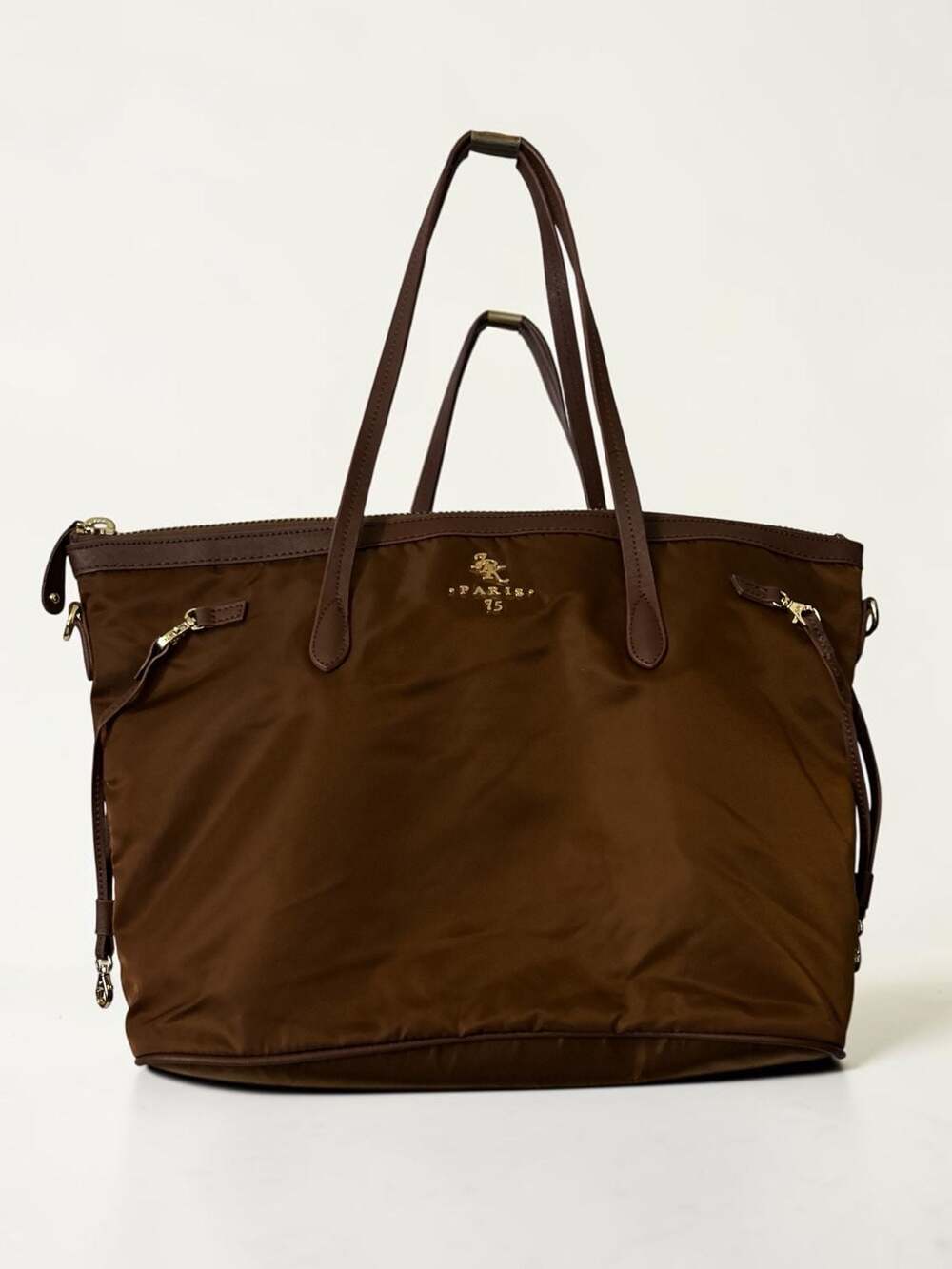 JPK Paris 75 Brown Nylon and Leather Shoulder Tote Bag